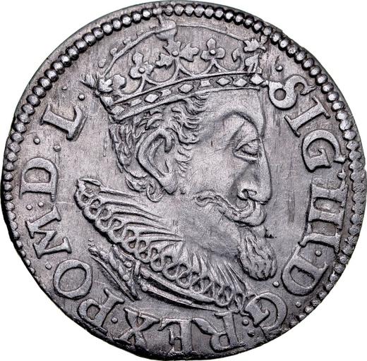 Аверс монеты - Трояк (3 гроша) 1619 года "Рига" - цена серебряной монеты - Польша, Сигизмунд III Ваза