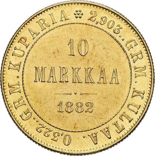 Reverso 10 marcos 1882 S - valor de la moneda de oro - Finlandia, Gran Ducado