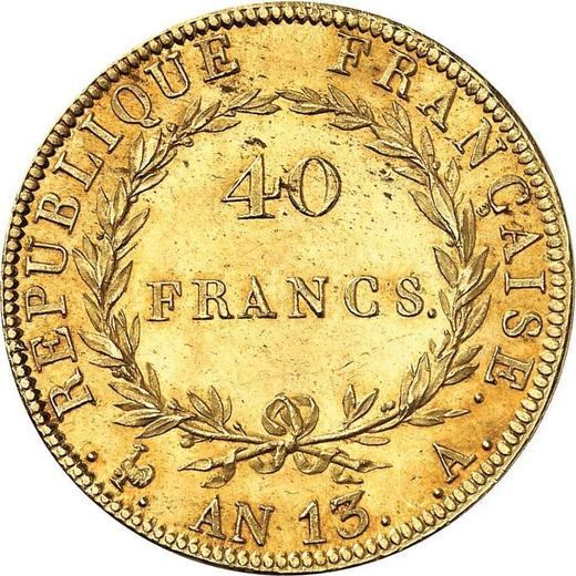 Rewers monety - 40 franków AN 13 (1804-1805) A Paryż - Francja, Napoleon I