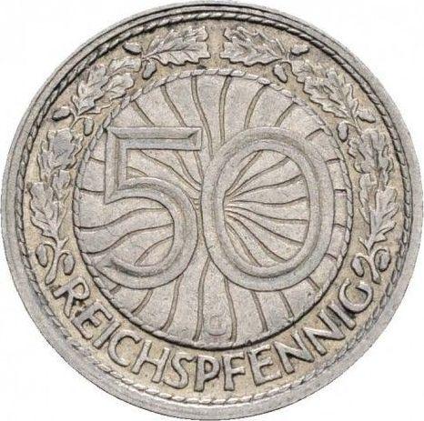Реверс монеты - 50 рейхспфеннигов 1931 года G - цена  монеты - Германия, Bеймарская республика