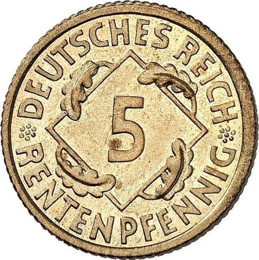 Awers monety - 5 rentenpfennig 1924 A - cena  monety - Niemcy, Republika Weimarska