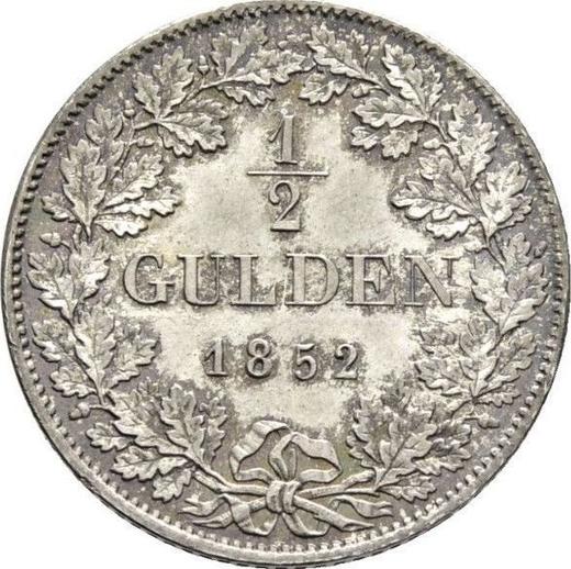 Rewers monety - 1/2 guldena 1852 - cena srebrnej monety - Badenia, Leopold