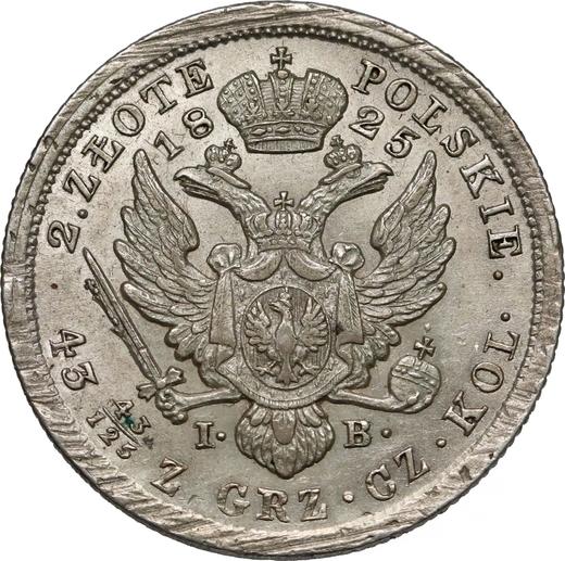Reverso 2 eslotis 1825 IB "Cabeza pequeña" - valor de la moneda de plata - Polonia, Zarato de Polonia