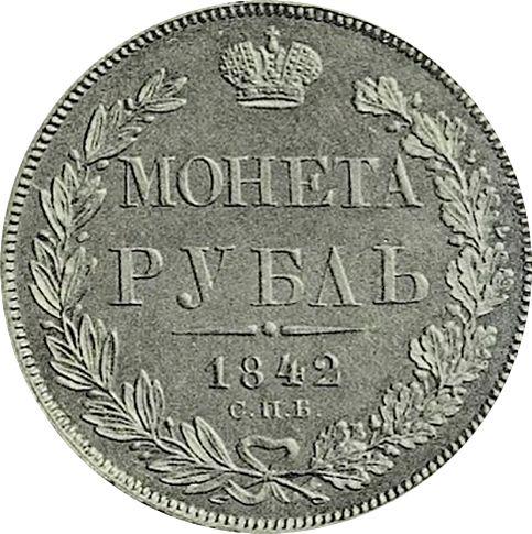 Реверс монеты - 1 рубль 1842 года СПБ НГ "Орел образца 1841 года" Новодел - цена серебряной монеты - Россия, Николай I