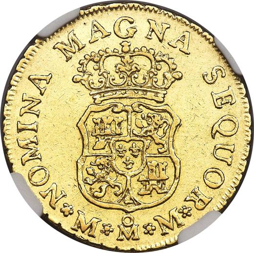 Reverso 2 escudos 1758 Mo MM - valor de la moneda de oro - México, Fernando VI