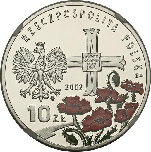Аверс монеты - 10 злотых 2002 года MW AN "Генерал Владислав Андерс" - цена серебряной монеты - Польша, III Республика после деноминации