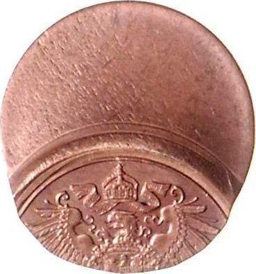 Реверс монеты - 1 пфенниг 1890-1916 года J "Тип 1890-1916" Смещение штемпеля - цена  монеты - Германия, Германская Империя