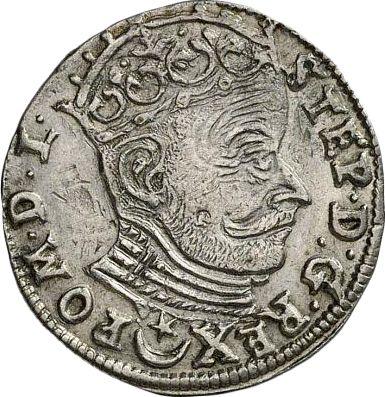 Аверс монеты - Трояк (3 гроша) 1582 года "Литва" - цена серебряной монеты - Польша, Стефан Баторий