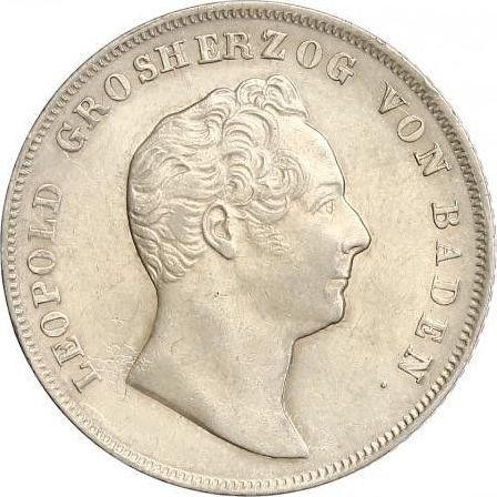 Awers monety - 1 gulden 1845 "Typ 1837-1845" - cena srebrnej monety - Badenia, Leopold