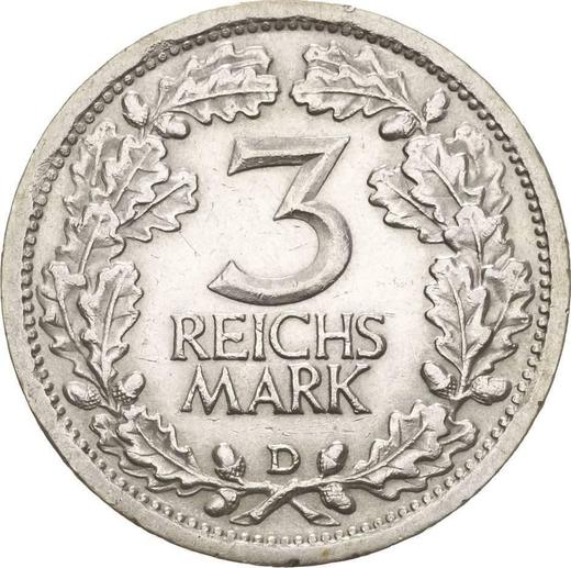 Реверс монеты - 3 рейхсмарки 1932 года D - цена серебряной монеты - Германия, Bеймарская республика