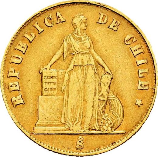 Аверс монеты - 1 песо 1873 года So - цена золотой монеты - Чили, Республика