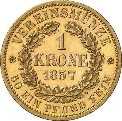 Rewers monety - 1 krone 1857 F - cena złotej monety - Saksonia, Jan