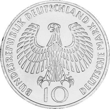 Reverso 10 marcos 1972 J "Juegos de la XX Olimpiada de Verano" - valor de la moneda de plata - Alemania, RFA