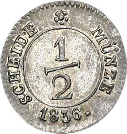 Реверс монеты - 1/2 крейцера 1836 года "Тип 1824-1837" - цена серебряной монеты - Вюртемберг, Вильгельм I