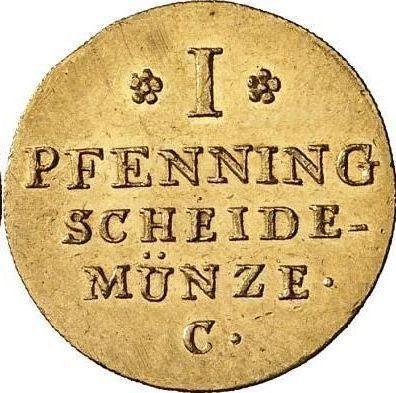 Reverso 1 Pfennig 1818 C Oro - valor de la moneda de oro - Hannover, Jorge III