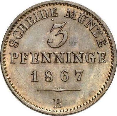 Реверс монеты - 3 пфеннига 1867 года B - цена  монеты - Пруссия, Вильгельм I