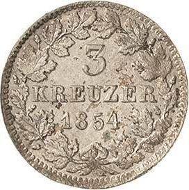 Revers 3 Kreuzer 1854 - Silbermünze Wert - Baden, Friedrich I