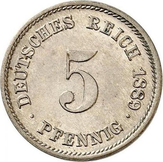 Anverso 5 Pfennige 1889 G "Tipo 1874-1889" - valor de la moneda  - Alemania, Imperio alemán