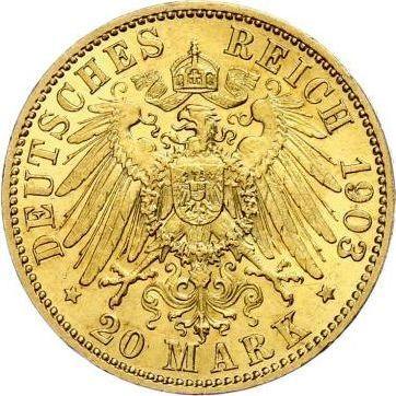 Reverso 20 marcos 1903 A "Prusia" - valor de la moneda de oro - Alemania, Imperio alemán