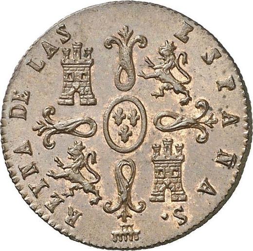 Реверс монеты - 2 мараведи 1848 года - цена  монеты - Испания, Изабелла II