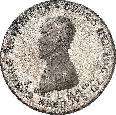 Anverso Tálero Sin fecha (1812) L "A la muerte del duque Jorge." - valor de la moneda de plata - Sajonia-Meiningen, Bernardo II