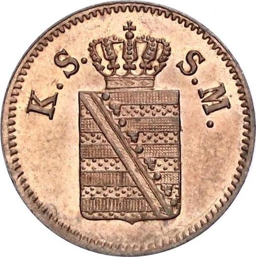 Аверс монеты - 1 пфенниг 1855 года F - цена  монеты - Саксония-Альбертина, Иоганн