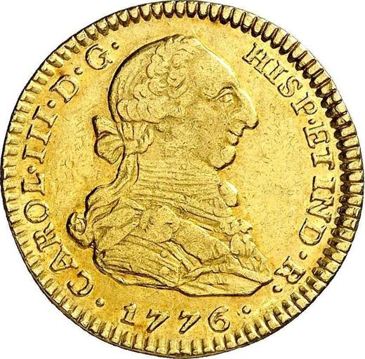 Awers monety - 2 escudo 1776 NR JJ - cena złotej monety - Kolumbia, Karol III