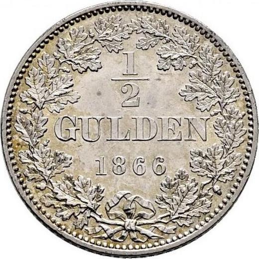 Реверс монеты - 1/2 гульдена 1866 года - цена серебряной монеты - Вюртемберг, Карл I