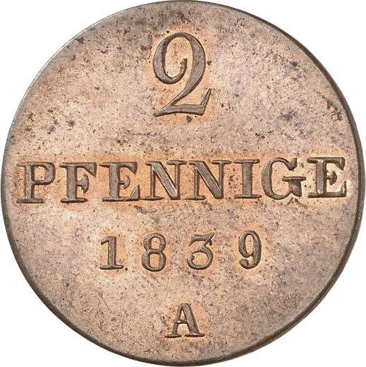 Reverso 2 Pfennige 1839 A - valor de la moneda  - Hannover, Ernesto Augusto 