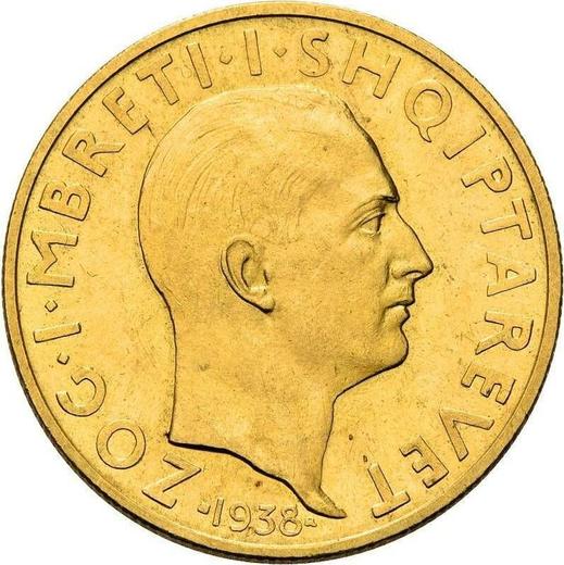 Аверс монеты - 50 франга ари 1938 года R "Царствование" - цена золотой монеты - Албания, Ахмет Зогу