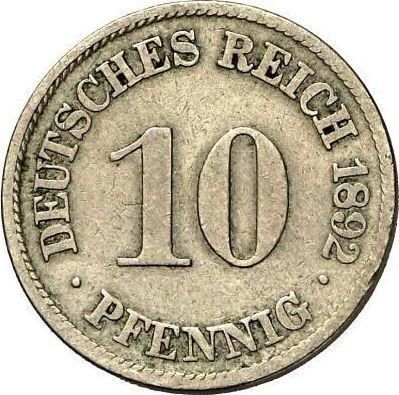 Anverso 10 Pfennige 1892 J "Tipo 1890-1916" - valor de la moneda  - Alemania, Imperio alemán