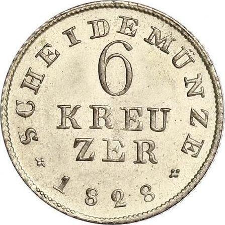 Revers 6 Kreuzer 1828 - Silbermünze Wert - Hessen-Darmstadt, Ludwig I