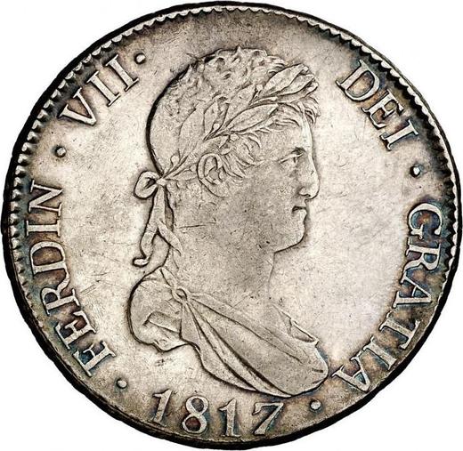 Аверс монеты - 8 реалов 1817 года M GJ - цена серебряной монеты - Испания, Фердинанд VII