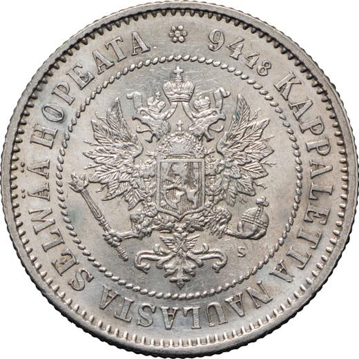 Аверс монеты - 1 марка 1872 года S - цена серебряной монеты - Финляндия, Великое княжество