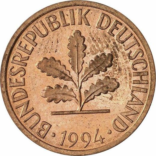 Реверс монеты - 2 пфеннига 1994 года A - цена  монеты - Германия, ФРГ