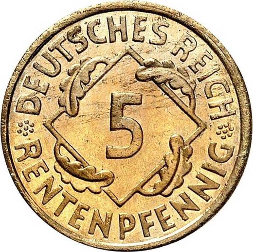 Obverse 5 Rentenpfennig 1923 D -  Coin Value - Germany, Weimar Republic
