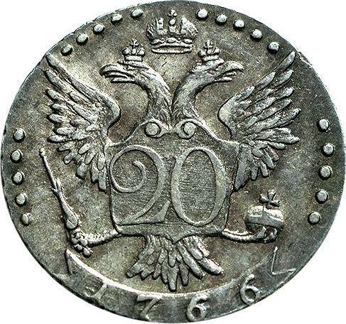 Reverso 20 kopeks 1766 СПБ T.I. "Sin bufanda" - valor de la moneda de plata - Rusia, Catalina II