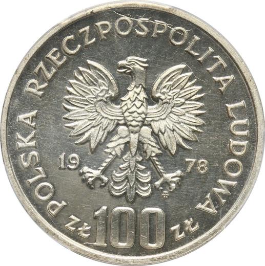 Аверс монеты - Пробные 100 злотых 1978 года MW "Лось" Серебро - цена серебряной монеты - Польша, Народная Республика