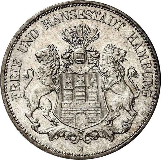 Аверс монеты - 5 марок 1901 года J "Гамбург" - цена серебряной монеты - Германия, Германская Империя
