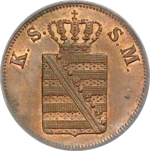 Аверс монеты - 2 пфеннига 1854 года F - цена  монеты - Саксония-Альбертина, Фридрих Август II