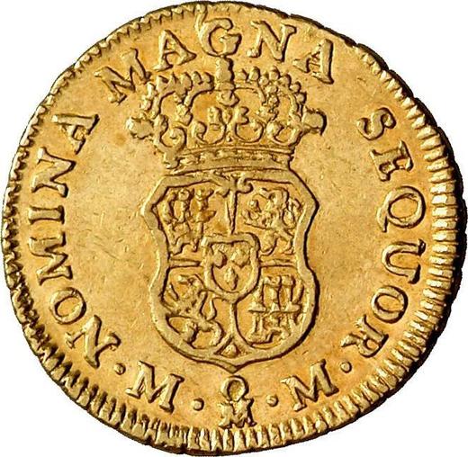 Реверс монеты - 1 эскудо 1760 года Mo MM - цена золотой монеты - Мексика, Карл III