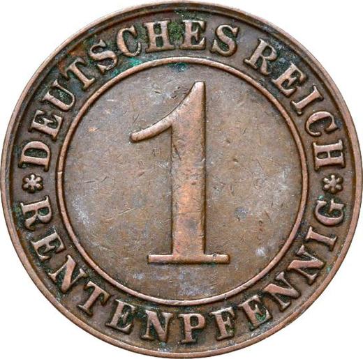Аверс монеты - 1 рентенпфенниг 1923 года D - цена  монеты - Германия, Bеймарская республика