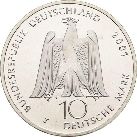 Rewers monety - 10 marek 2001 J "Lortzing" - cena srebrnej monety - Niemcy, RFN