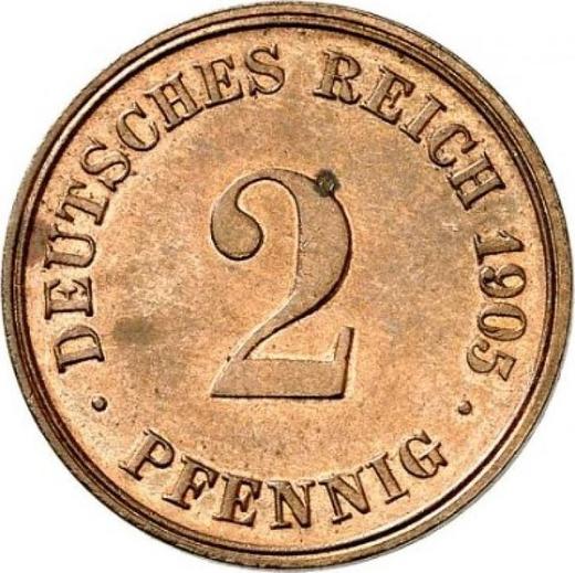 Anverso 2 Pfennige 1905 D "Tipo 1904-1916" - valor de la moneda  - Alemania, Imperio alemán