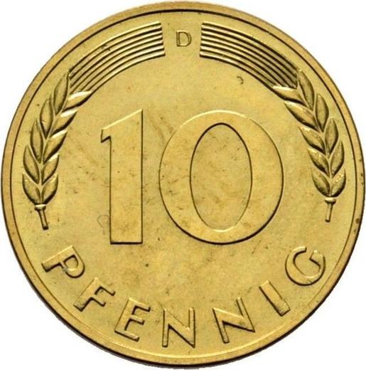 Аверс монеты - 10 пфеннигов 1966 года D - цена  монеты - Германия, ФРГ