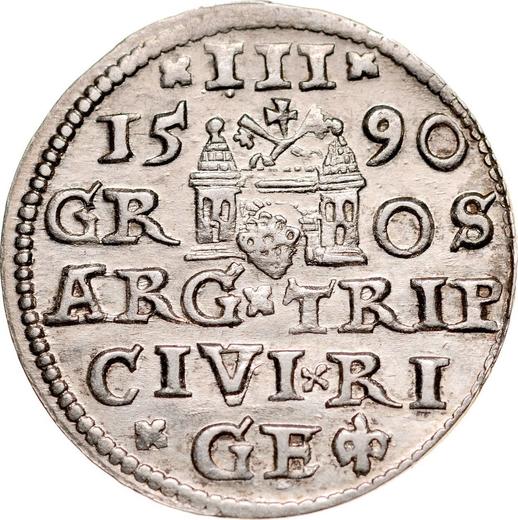 Reverse 3 Groszy (Trojak) 1590 "Riga" - Silver Coin Value - Poland, Sigismund III Vasa