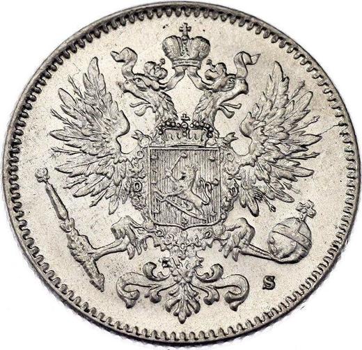 Avers 50 Penniä 1917 S Adler mit drei Kronen - Silbermünze Wert - Finnland, Großherzogtum