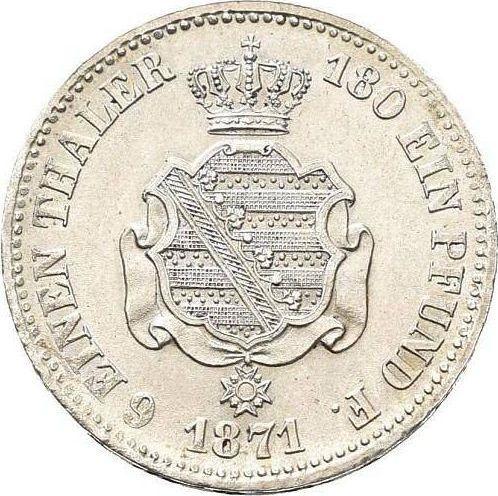 Reverso 1/6 tálero 1871 B - valor de la moneda de plata - Sajonia, Juan