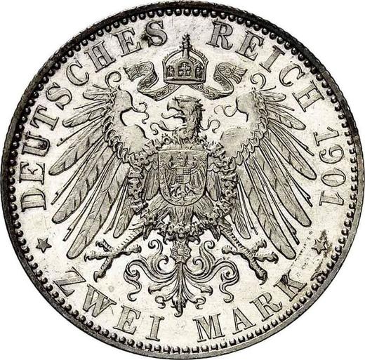 Reverso 2 marcos 1901 A "Prusia" - valor de la moneda de plata - Alemania, Imperio alemán