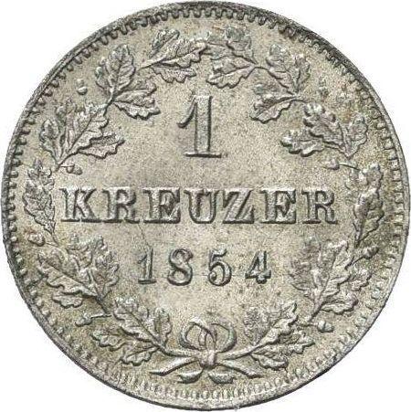 Реверс монеты - 1 крейцер 1854 года - цена серебряной монеты - Вюртемберг, Вильгельм I